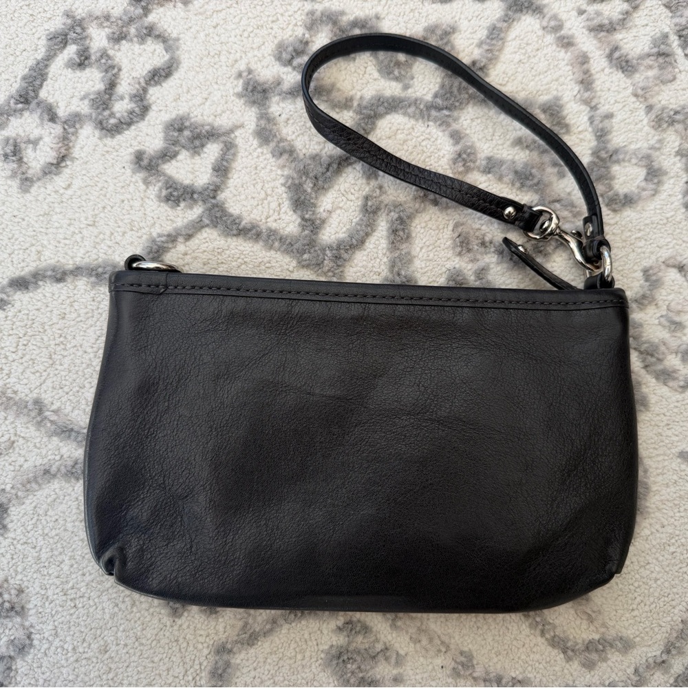 Coach Vintage Black Leather Mini Purse Handbag / Wristlet - Picture 7 of 13